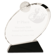 6 1/2" Clear Crystal Oblong Golf Award on Black Crystal Base