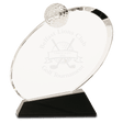 6" Clear Crystal Oblong Golf Award on Black Crystal Base