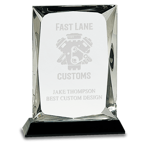 7" Clear Crystal Rectangle on Black Base