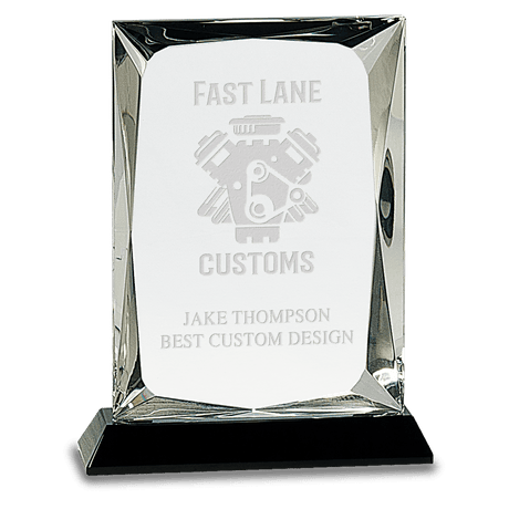 7" Clear Crystal Rectangle on Black Base