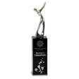 9 1/2" Silver Metal Golf Figure on Black Crystal Pedestal