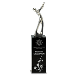 9 1/2" Silver Metal Golf Figure on Black Crystal Pedestal