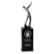 8 1/2" Silver Metal Golf Figure on Black Crystal Pedestal