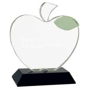 5 1/2" x 6 1/4" Crystal Apple on Black Base