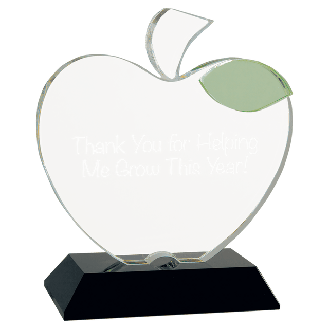 5 1/2" x 6 1/4" Crystal Apple on Black Base