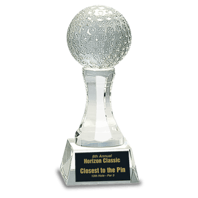 6" Crystal Golf Ball on Clear Pedestal Base