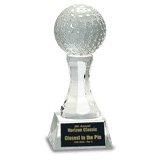 6" Crystal Golf Ball on Clear Pedestal Base