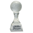 7 3/4" Crystal Golf Ball on Clear Pedestal Base