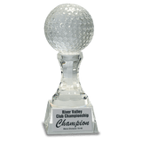 7 3/4" Crystal Golf Ball on Clear Pedestal Base