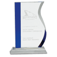 8 1/4" Blue Edge Crystal Wave on Clear Base