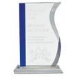 9 3/4" Blue Edge Crystal Wave on Clear Base