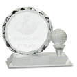 5 1/4" Round Facet Crystal with Golf Ball on Clear Pedestal Base