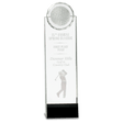11 1/4" Clear/Black Crystal Standup with 3D Golfer