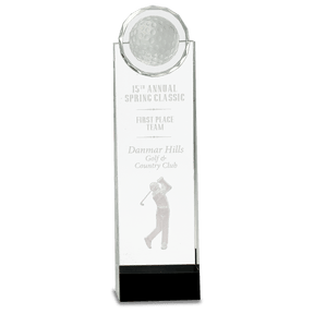 11 1/4" Clear/Black Crystal Standup with 3D Golfer