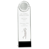 11 1/4" Clear/Black Crystal Standup with 3D Golfer