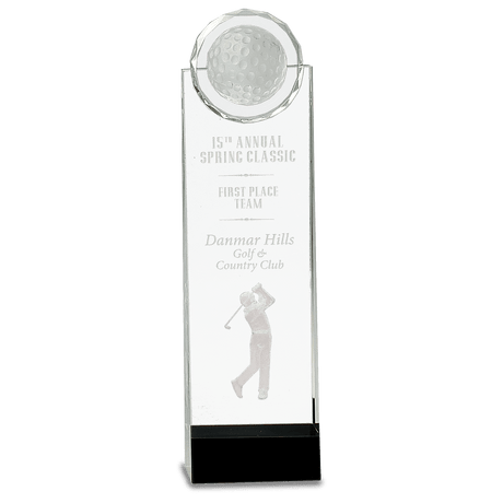 11 1/4" Clear/Black Crystal Standup with 3D Golfer