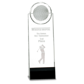 9 1/2" Clear/Black Crystal Standup with 3D Golfer