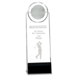9 1/2" Clear/Black Crystal Standup with 3D Golfer