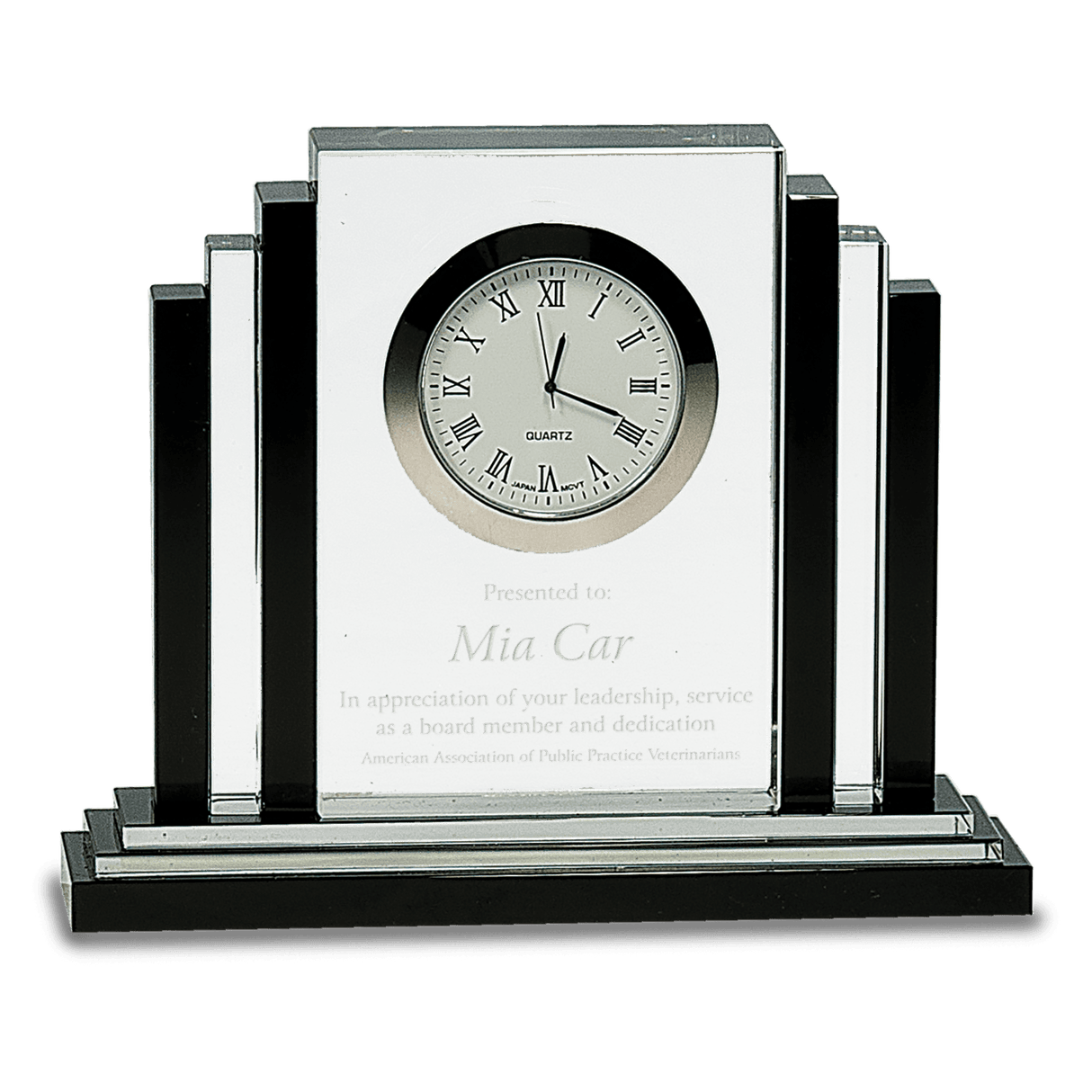 6" Clear Crystal with Clock and Black Crystal Trim