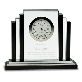 6" Clear Crystal with Clock and Black Crystal Trim