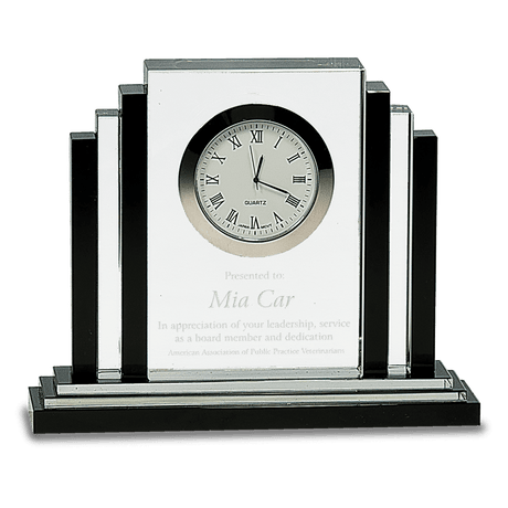 6" Clear Crystal with Clock and Black Crystal Trim