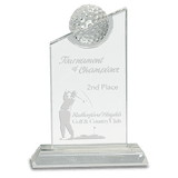 7 1/4" Clear Crystal with Inset Crystal Golf Ball on Clear Base