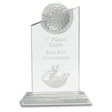 8" Clear Crystal with Inset Crystal Golf Ball on Clear Base