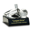 3" Clear Crystal Golf Ball & Club on Black Pedestal Base