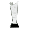 10 3/4" Clear Crystal Golf Wave on Black Pedestal Base