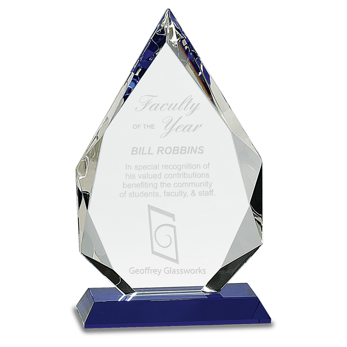 10" Diamond Crystal on Blue Pedestal Base