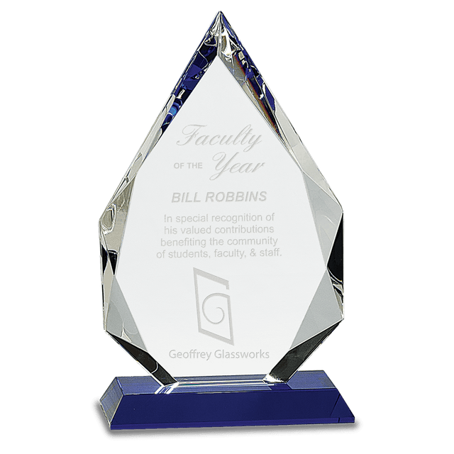 10" Diamond Crystal on Blue Pedestal Base