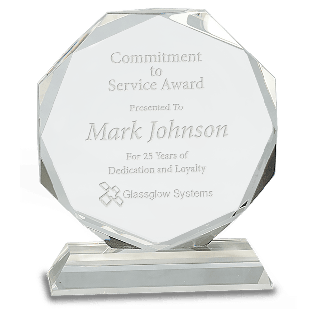 6" Clear Crystal Octagon on Clear Pedestal Base