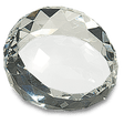 2 1/2" x 1 3/4" Clear Round Crystal Facet Paperweight