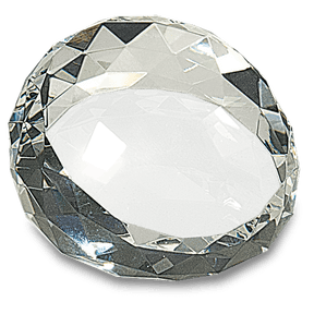2 1/2" x 1 3/4" Clear Round Crystal Facet Paperweight