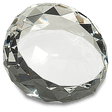 3 1/2" x 2" Clear Round Crystal Facet Paperweight