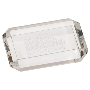 4" x 2 3/4" Crystal Rectangle Paperweight with Clipped Corners