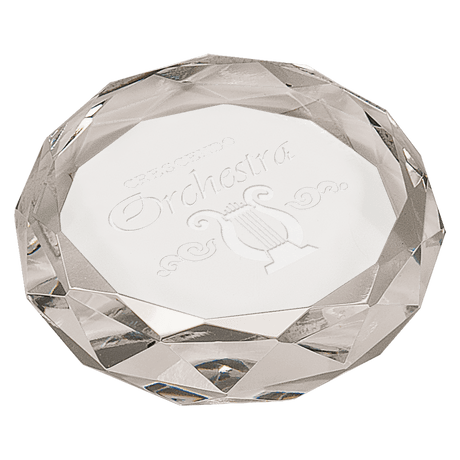 3" Clear Round Crystal Paperweight