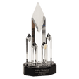 11" Clear Crystal 5 Rising Diamonds on Black Pedestal Base