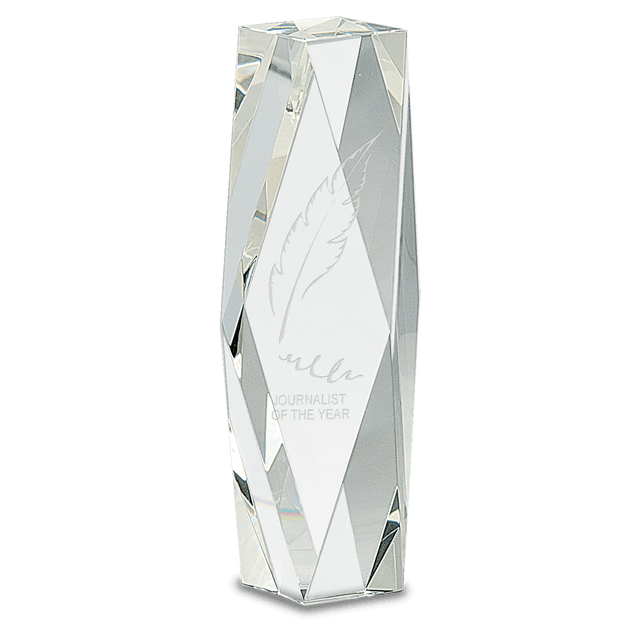 8" Clear Crystal Facet Tower