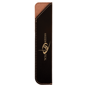 6 1/4" Black/Gold Laserable Leatherette Pen Sleeve