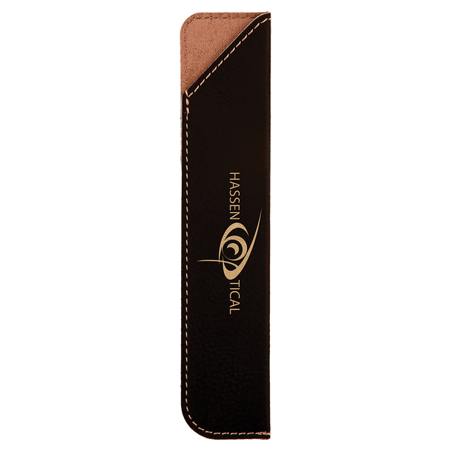 6 1/4" Black/Gold Laserable Leatherette Pen Sleeve