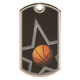 2" Black/Silver Basketball Laserable Star Dog Tag
