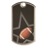 2" Black/Silver Football Laserable Star Dog Tag