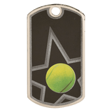2" Black/Silver Tennis Laserable Star Dog Tag