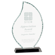Flame Facet Glass Award on Black Base - 8 1/2"