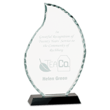 Flame Facet Glass Award on Black Base - 9 1/2"