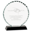 Round Facet Glass Award on Black Base - 5"