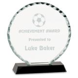 Round Facet Glass Award on Black Base - 6 1/2"