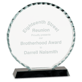 Round Facet Glass Award on Black Base - 7 1/2"