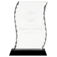 Scroll Facet Glass Award on Black Base - 7 1/2"